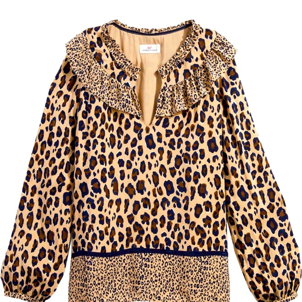 Vineyard Vines Leopard Print Blouse NWT